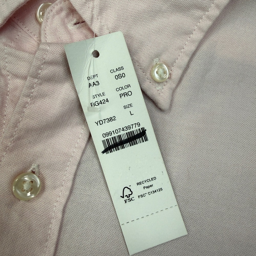 J.Crew Mens Size Large Slim Untucked Broken-In Oxford Shirt Pink Cotton NEW - Picture 4 of 7
